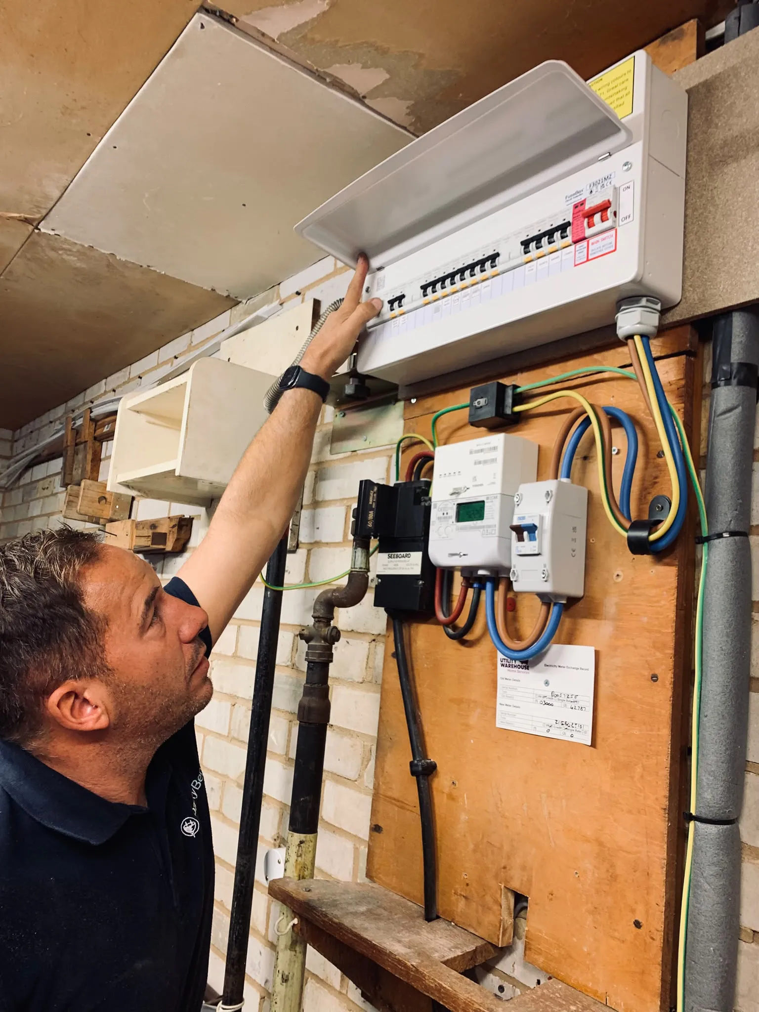 Ben working on a replacement consumer unit